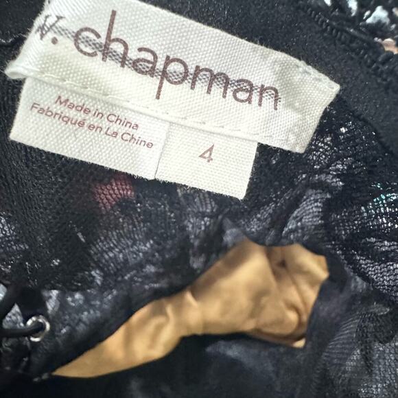 V. Chapman Ophilia Ruffled Peplum Front-Slit Lace Corset Gown Black Size 4 NWT - Picture 11 of 12